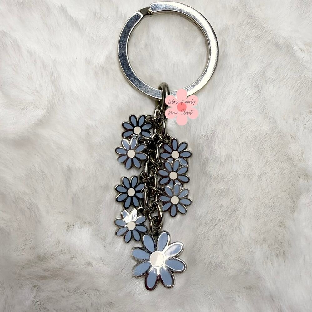 Vintage Coach y2k Blue Daisy Bag Charm Key Fob
